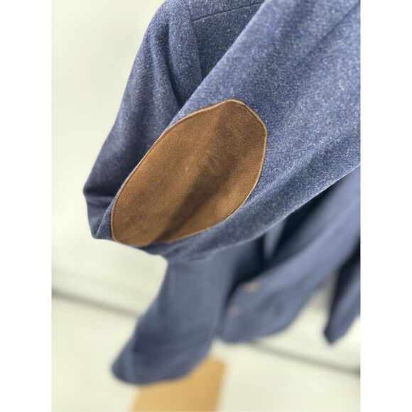 J Crew Men’s blue  leather elbow patch two button sport coat Size 38R - Picture 8 of 12